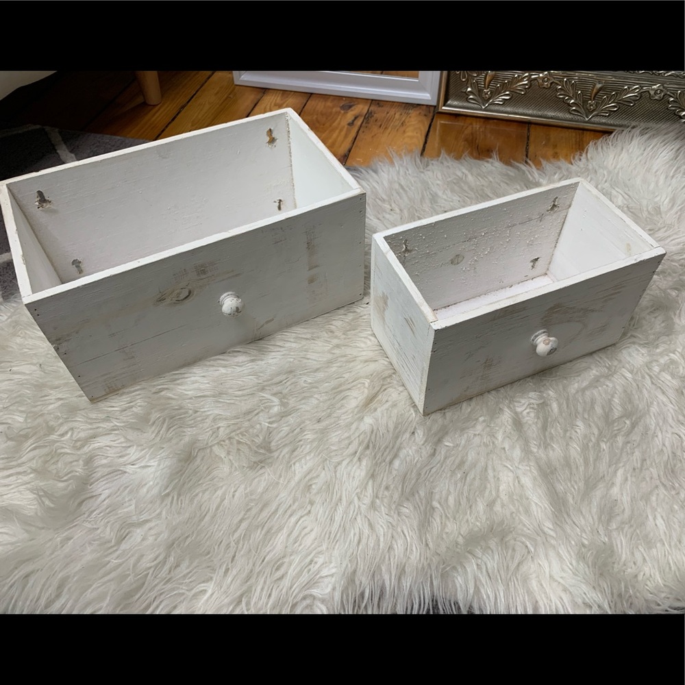 2 White “drawer” Box Wall Decoration